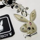 Schl&uuml;sselanh&auml;nger Playboy mit Bunny-Kopf und  bunten Swarovski Kristallen