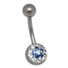 Crystallines Bauchnabel K&ouml;rperschmuck Piercing, farbig abgesetztes Blumen-Motiv