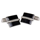 Manschettenknopf aus Edelstahl, Schwarz und Silber, 21 x 15 mm, Schwarz und Stahl