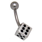 Bauchnabel Piercing Chirurgenstahl mit Schmuckmotiv W&uuml;rfel aus Sterling Silber
