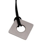 Diamond-shaped pendant made of stainless steel with a round recess