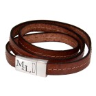 Echtlederarmband hellbraun mit Ziernath, dreifach gewickelt mit Edelstahl Magnetverschluss  17cm / 18cm / 19cm / 20cm / 21cm / 