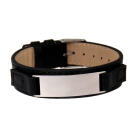 Der Klassiker der Identity-Armb&auml;nder: Schmales Lederarmband mit Gravurplatte Edelstahl, unisex