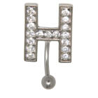 Bauchnabelbanane im ABC-Design mit gefassten Zirko, 1.6x6mm / 1.6x8mm / 1.6x10mm / 1.6x12mm / 1.6x14mm