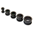 316L Schwarzer Chirurgenstahl Plugs, mit Lasermotiv Dreiecke