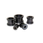 316L Schwarzer Chirurgenstahl Plugs, mit Lasermotiv Dreiecke