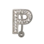 Bauchnabel Körperschmuck Piercing im ABC-Design mit gefassten Zirkonien P