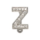 Bauchnabel Körperschmuck Piercing im ABC-Design mit Zirkonien Buchstabe Z, 1.6x6mm / 1.6x8mm / 1.6x10mm / 1.6x12mm / 1.6x14mm