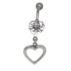Bauchnabelpiercing mit einem Retro-Herz-Design aus 925 Silber 1.6x6mm / 1.6x8mm / 1.6x10mm / 1.6x12mm / 1.6x14mm