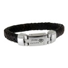 Geflochtenes Lederarmband mit Gravur dunkelbraun
