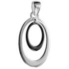 Kettenanhänger oval aus 925 Silber mit teilweiser grauer PVD-Beschichtung