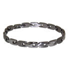 Armband aus Edelstahl 21.5cm L&auml;nge, abwechselnd geb&uuml;rstet und poliert
