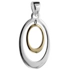 Kettenanhänger oval aus 925 Silber mit teilweiser goldener PVD-Beschichtung