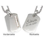 Rechteckiger Anh&auml;nger aus 925 Silber mit Kristallen und individueller Gravur