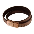 Genuine leather bracelet antique brown, double-wrapped with stainless steel magnetic clasp rose gold 17cm / 18cm / 19cm / 20cm 