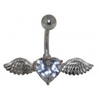 Bauchnabel Piercing mit 925  Silber Fliegendem Herz