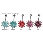 Belly button piercing with 925 silver flower motif 605