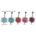 Bauchnabel Piercing mit 925 Silber Bl&uuml;ten Motiv 605