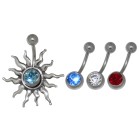 Bauchnabel Piercing Set mit Shield aus 925 Sterling Silber