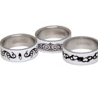 Ringe Set weiß mit Tribal-Motiv