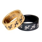 Ringe Set schwarz - gold mit Tribal-Motiv