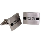 Stainless steel cufflinks with black side accents and custom engraving