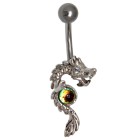 Bauchnabel Piercing chinesischer Drache mit Facetten-Kugel