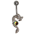 Bauchnabel Piercing chinesischer Drache mit Facetten-Kugel