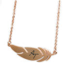 Edelstahlkette Feder mit rose goldener PVD-Beschichtung und Ihren Initalen