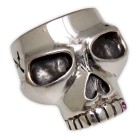 Heavy poison ring with skull motif made of 925 sterling silver, oxidized