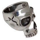 Schwerer Giftring Motiv Totenkopf aus 925 Sterling Silber, oxidiert