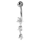 Bauchnabel Piercing mit gefassten Zirkonien STARS DOWN aus 925 Sterling Silber