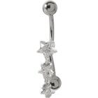 Bauchnabel Piercing mit gefassten Zirkonien STARS DOWN aus 925 Sterling Silber