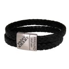 Doppel-Echtlederarmband schwarz mit Edelstahl Magnetverschluss und individueller Gravur