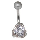 Bauchnabel Piercing mit klarem Kristall, an 3 Stellen eingefasst
