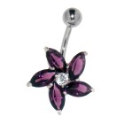 Navel piercing flower with navette leaves