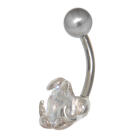 Bauchnabel Piercing mit klarem Kristall, an 3 Stellen eingefasst