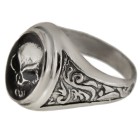 Schwerer Ring Motiv Totenkopf aus 925 Sterling Silber, oxidiert, Größe 20mm