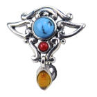 Bauchnabelpiercing American Indian 1.6x10mm mit Halbedelsteinen und einem kleinen Anh&auml;nger