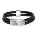 Armband aus schwarzem Nappaleder mit Ihrer Gravur