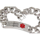 Schweres Medi-Armband aus Edelstahl mit &Auml;sculap-Stab und individueller Gravur