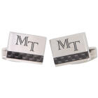 Manschettenkn&ouml;pfe aus Edelstahl mit Carbon-Einlage an der Unterseite und Gravur