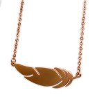 Filigrane Kette mit feinem Feder-Anh&auml;nger Edelstahl rose gold