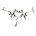Bauchkette Back Belly Chain aus 925 Sterling Silber, Drachen mit Kristall