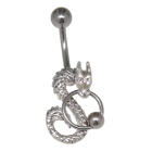 Bauchnabelpiercing 1.6x10mm Bcr in Piercing Drache mit Kristallen und BCR
