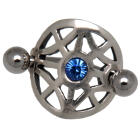 Piercing gebogen Bauchnabel Chirurgenstahl Stab - K&auml;mpferinnen-Schild 925 Sterling Silber