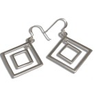 Earrings square, polished 925 silver