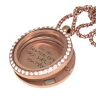 Runder Anhänger aus Edelstahl PVD rosé-gold mit Kristallen personalisiert