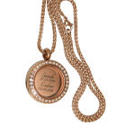 Runder Medaillon Anh&auml;nger KLEIN aus Edelstahl PVD rose gold farbig beschichtet poliert mit Kristallen und individueller Gravur