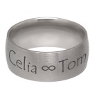 Stainless steel ring 9mm wide, matted and curved with individual engraving